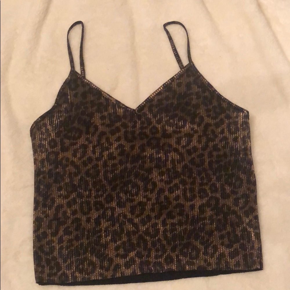 NEW dainty strapped top leopard print, metallic